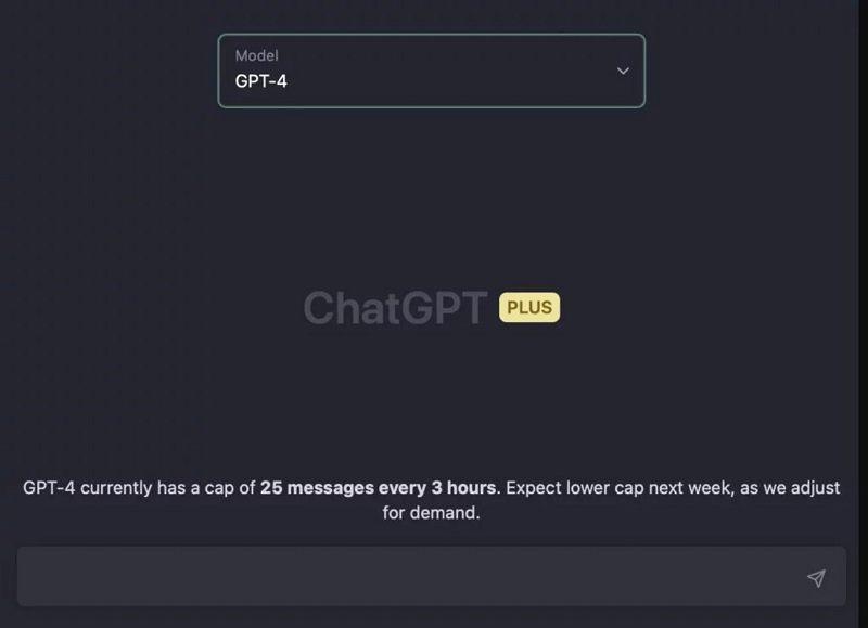 ChatGPT Plus 将 GPT-4 提问次数降至每3小时25次