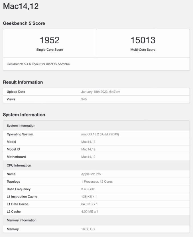 M2 Pro版 Mac mini Geekbench跑分曝光：完胜 M1 Max