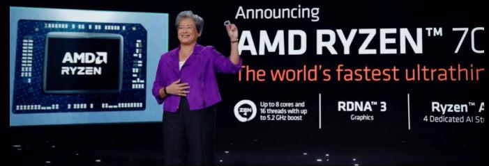 AMD Ryzen 7040 发布：宣称比 M1 Pro 快30%且续航达30小时