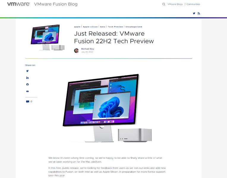 VMware Fusion让苹果芯片Mac运行 Windows 11