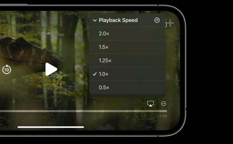 自iOS16开始Apple苹果视频播放器支持播放速度倍速调整