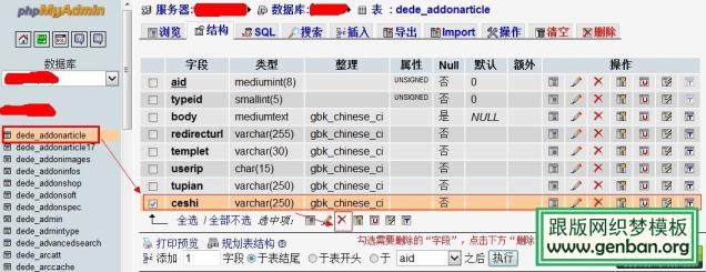 如何删除织梦Dedecms已添加的自定义字段